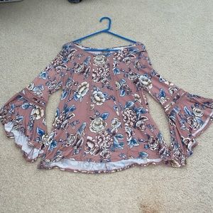 dusty rose floral long sleeved top